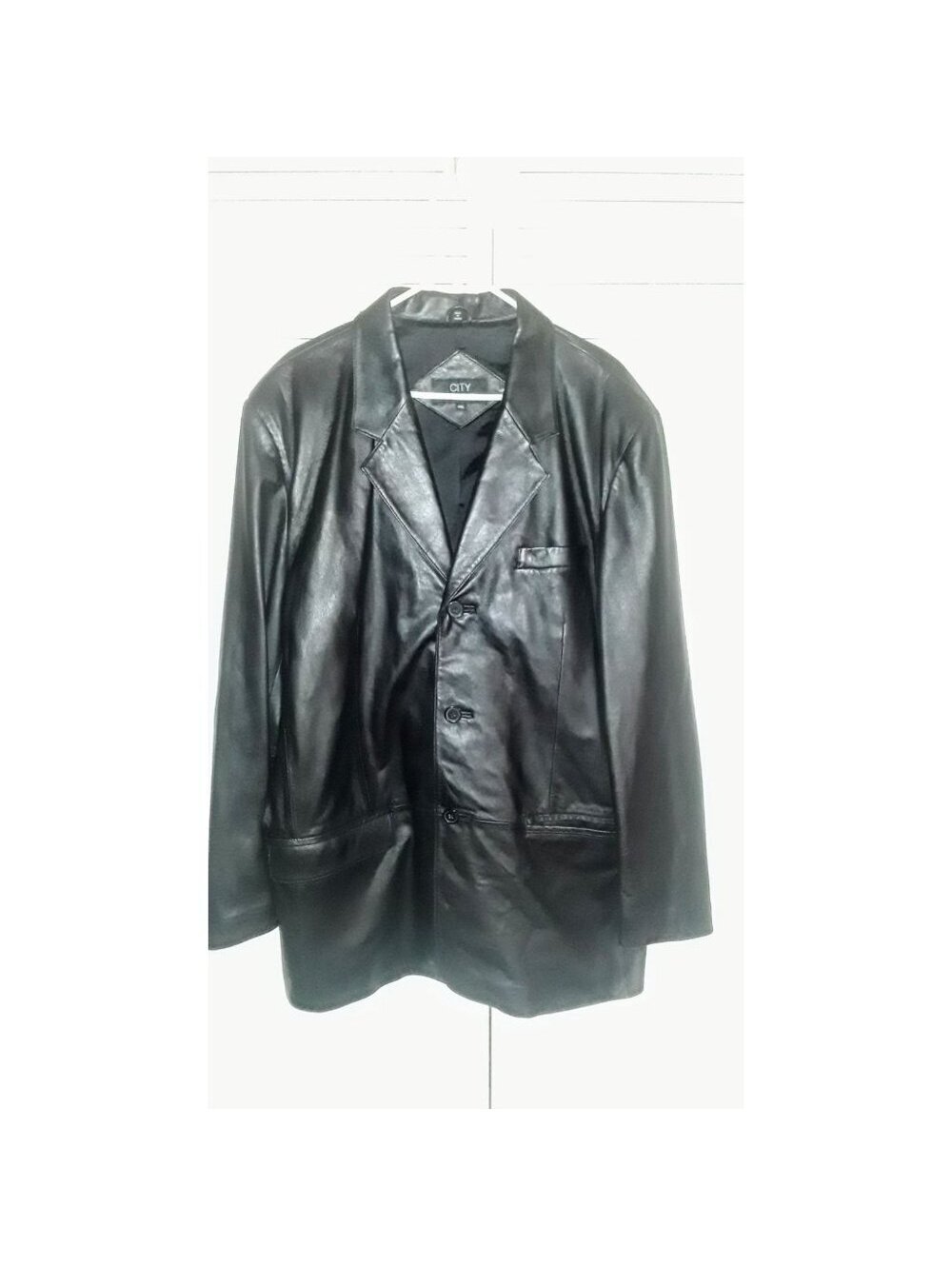 Jones New York City Black Leather Blazer Jacket 44L